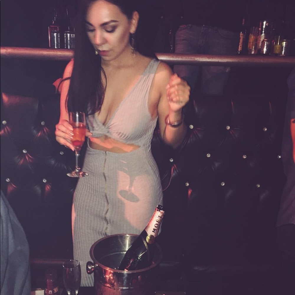 Gray cutout club dress